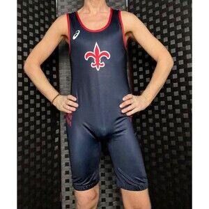 Men's Asics CBW Saints Wrestling Singlet - Large, Navy/Red, New